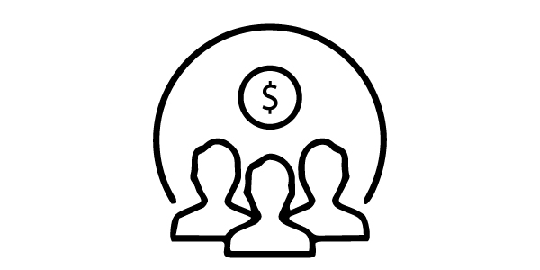 Icon graphic of three people with circle around them.