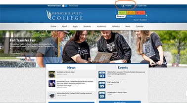 A screenshot of the WVC homepage.