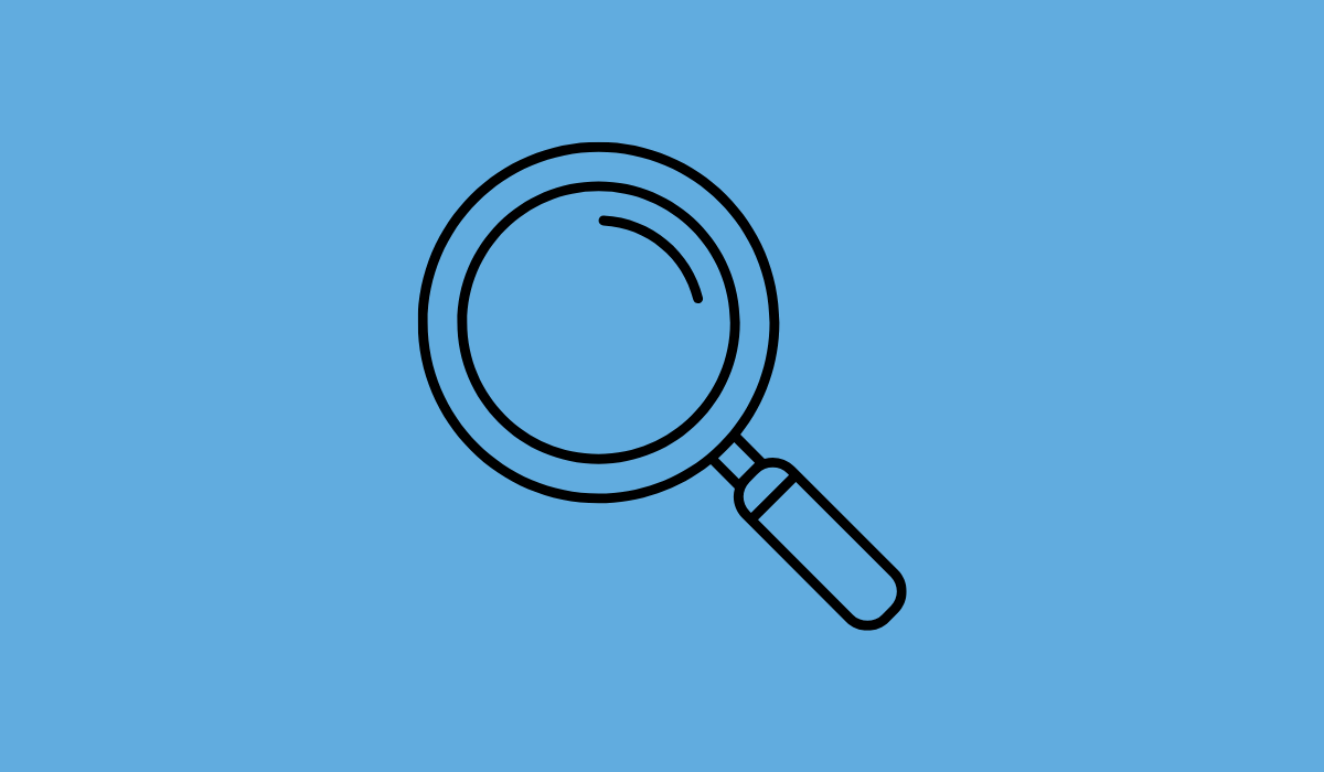 icon showing line drawing of magnifying glass