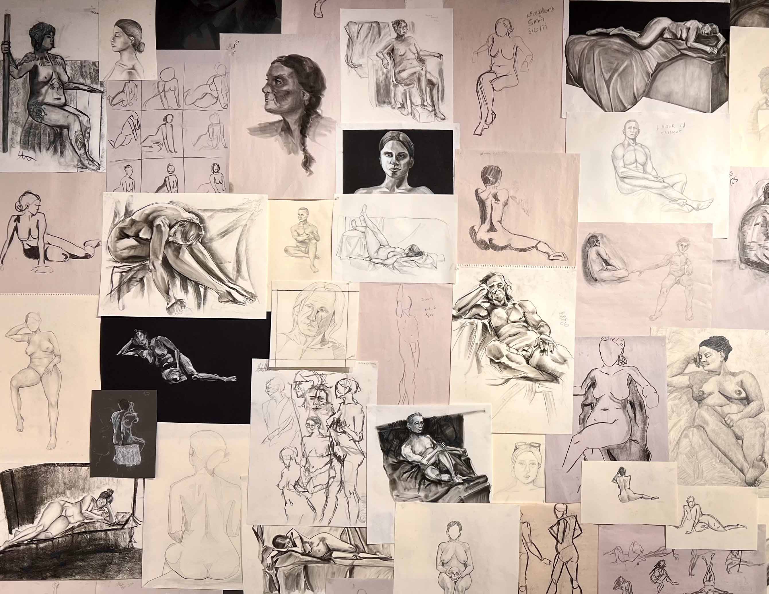 Seen Exhibition Wall of Student Drawings