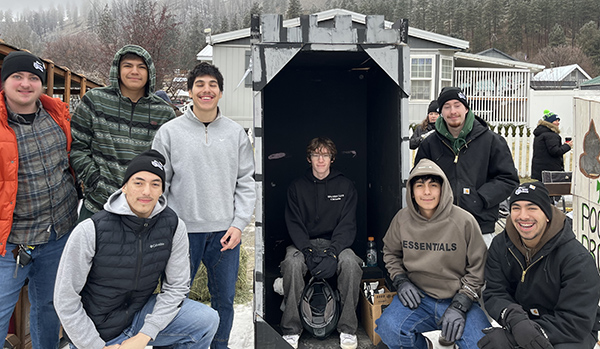 The Community Engaged Knights at the Conconully Outhouse Race.