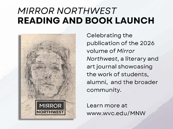 Mirror Northwest Reading and Book Launch poster image with an image of the literary journal's 2026 cover.